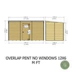 Shire Pent Dip Treated Overlap Value Garden Shed 12x6 Without Windows