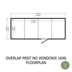 Shire Pent Dip Treated Overlap Value Garden Shed 16x6 Without Windows