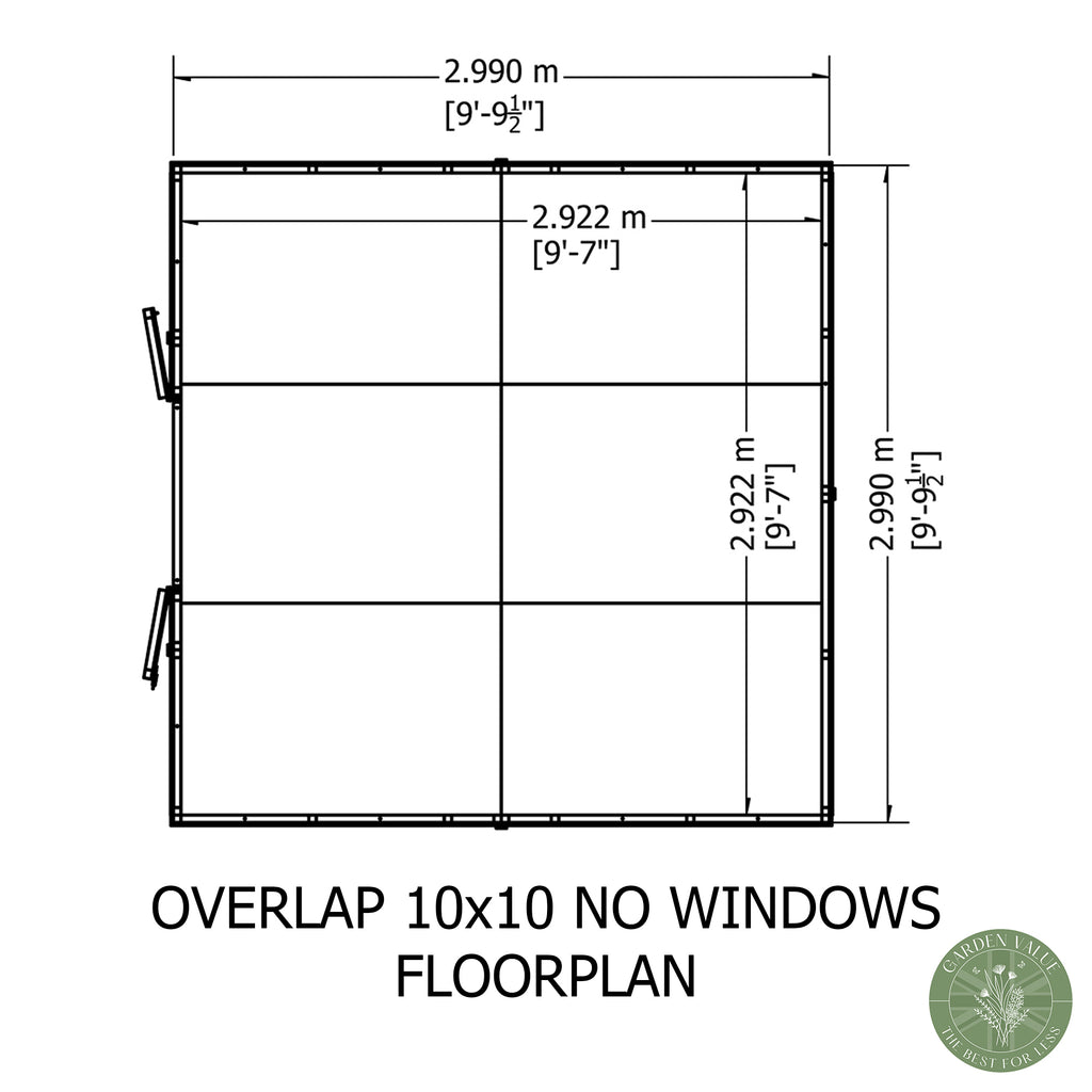Shire Apex Dip Treated Overlap Garden Shed 10x10 Single Door Without Windows Floorplan