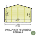 Shire Apex Dip Treated Overlap Garden Shed 10x10 Single Door Without Windows Internal Dimensions