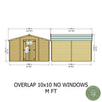 Shire Apex Dip Treated Overlap Garden Shed 10x10 Single Door Without Windows External Dimensions