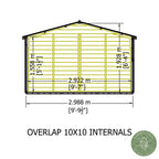 Shire Apex Dip Treated Overlap Garden Shed 10x10 Internal Dimensions