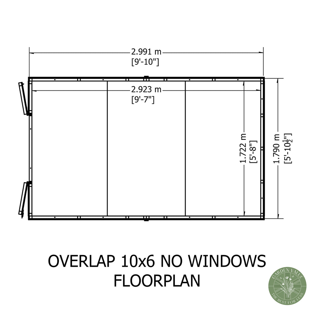 Shire Apex Dip Treated Overlap Garden Shed 10x6