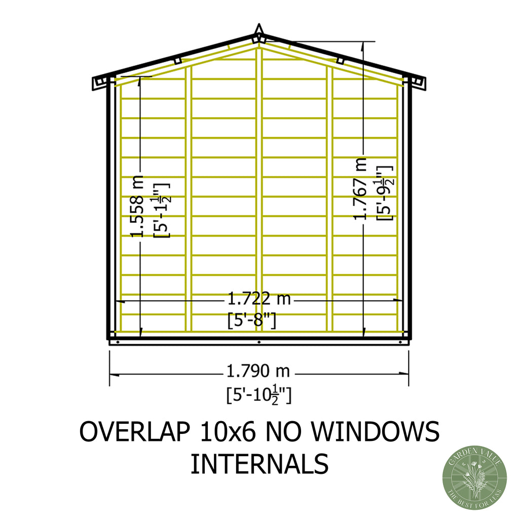 Shire Apex Dip Treated Overlap Garden Shed 10x6
