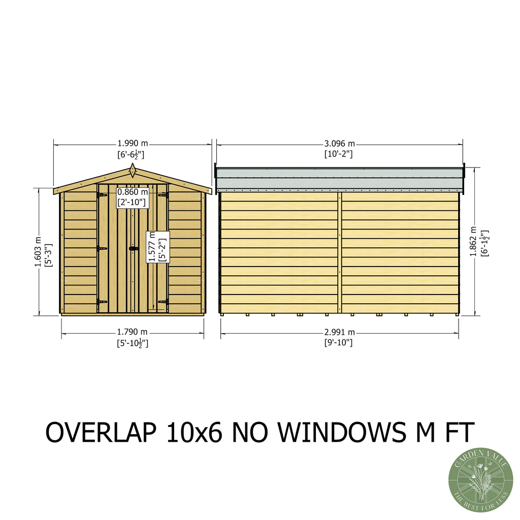 Shire Apex Dip Treated Overlap Garden Shed 10x6