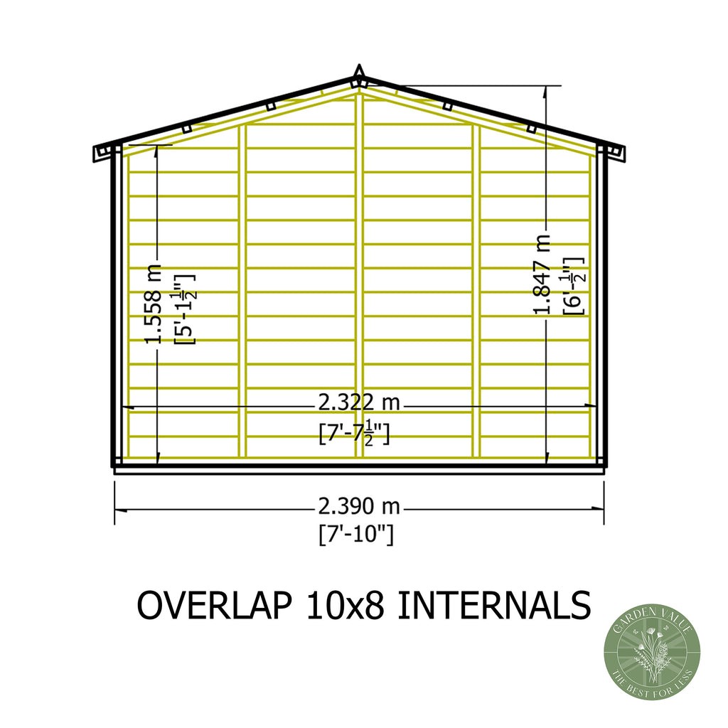Shire Apex Dip Treated Overlap Garden Shed 10x8