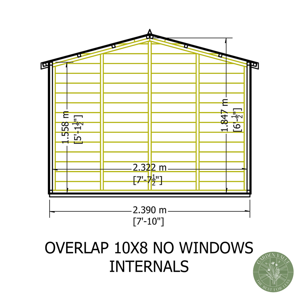 Shire Apex Dip Treated Overlap Garden Shed 10x8
