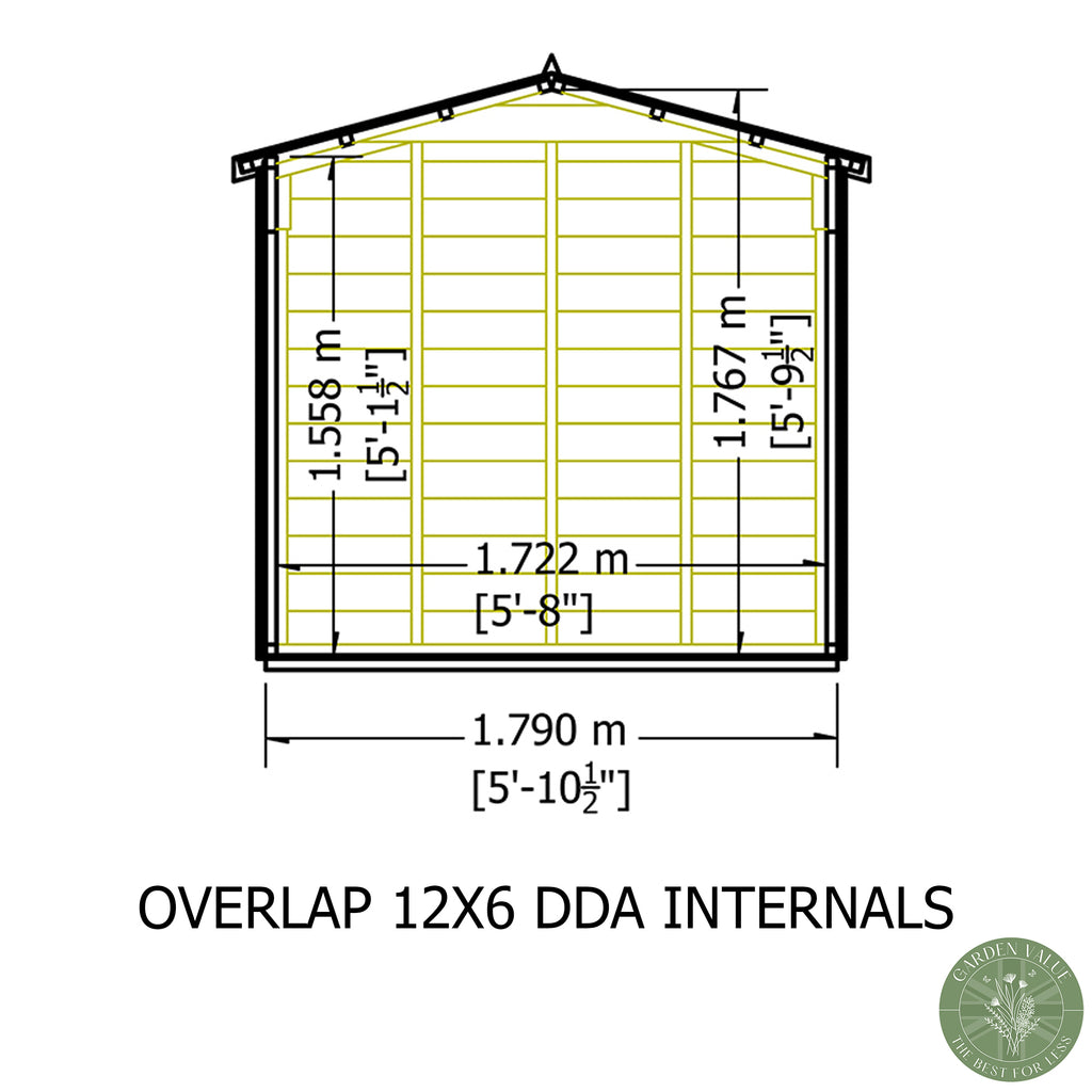 Shire Apex Dip Treated Overlap Garden Shed 12x6