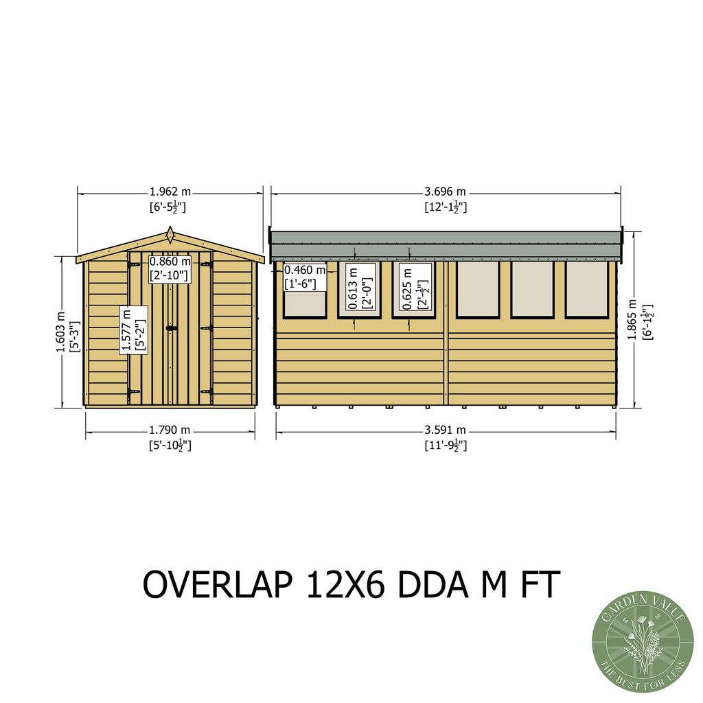 Shire Apex Dip Treated Overlap Garden Shed 12x6