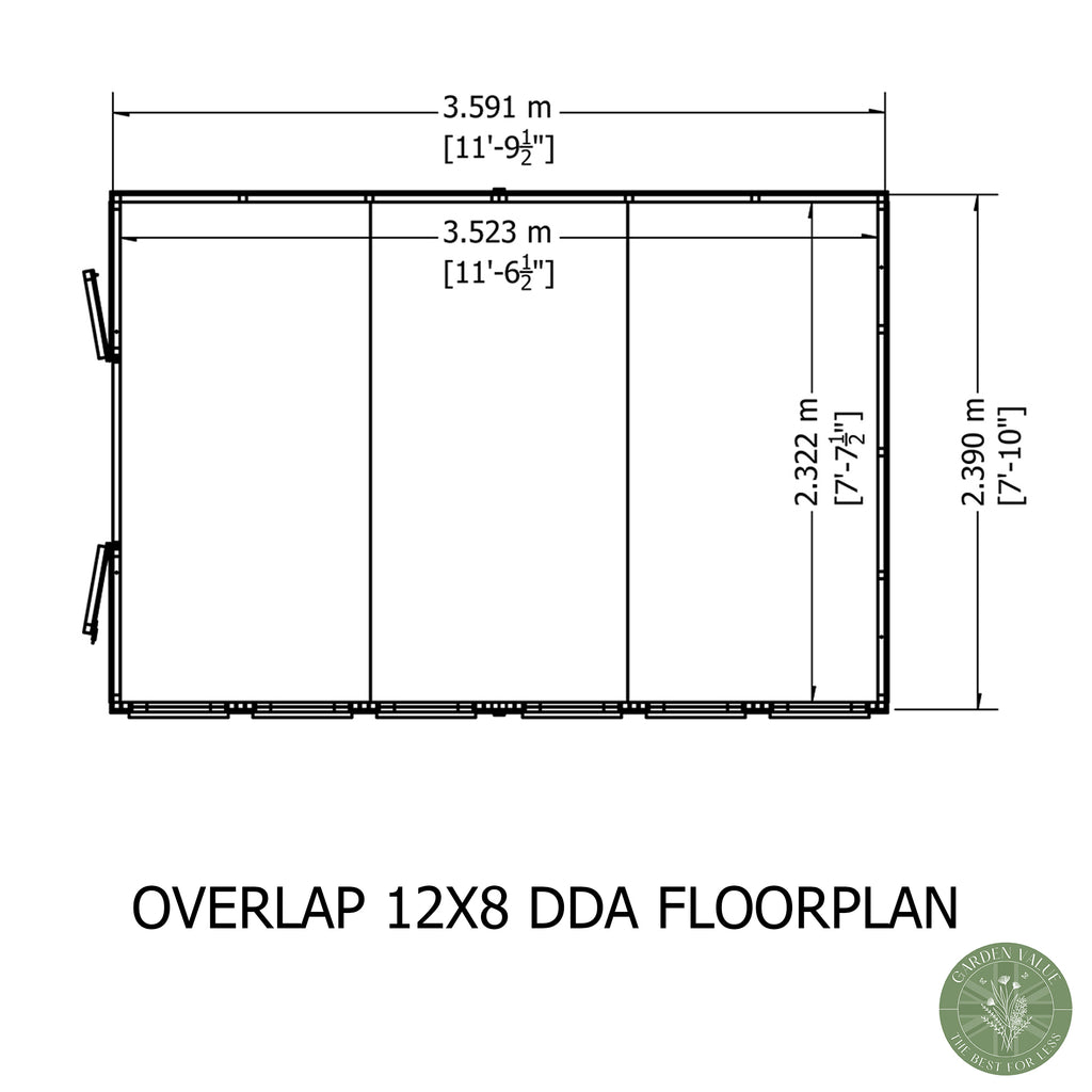 Shire Apex Dip Treated Overlap Garden Shed 12x8