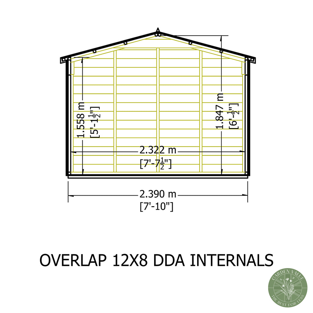 Shire Apex Dip Treated Overlap Garden Shed 12x8