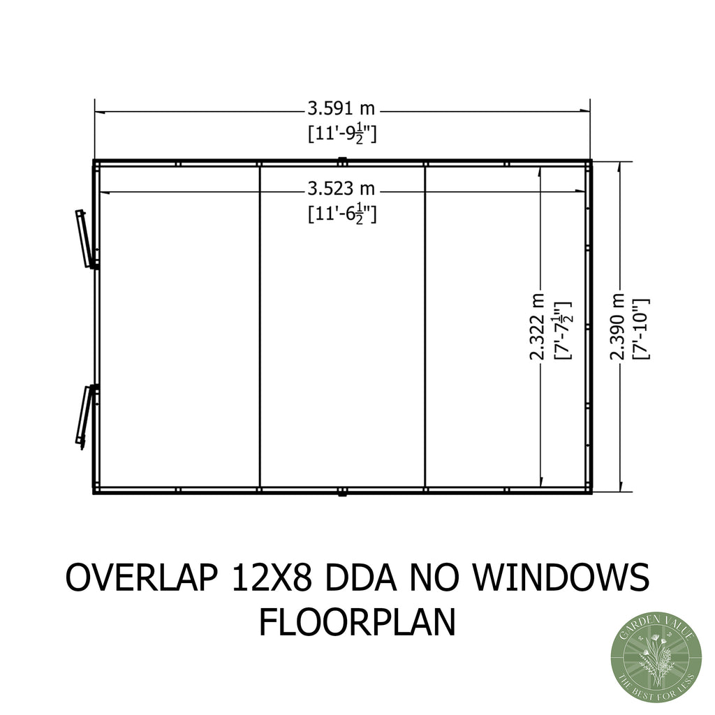 Shire Apex Dip Treated Overlap Garden Shed 12x8