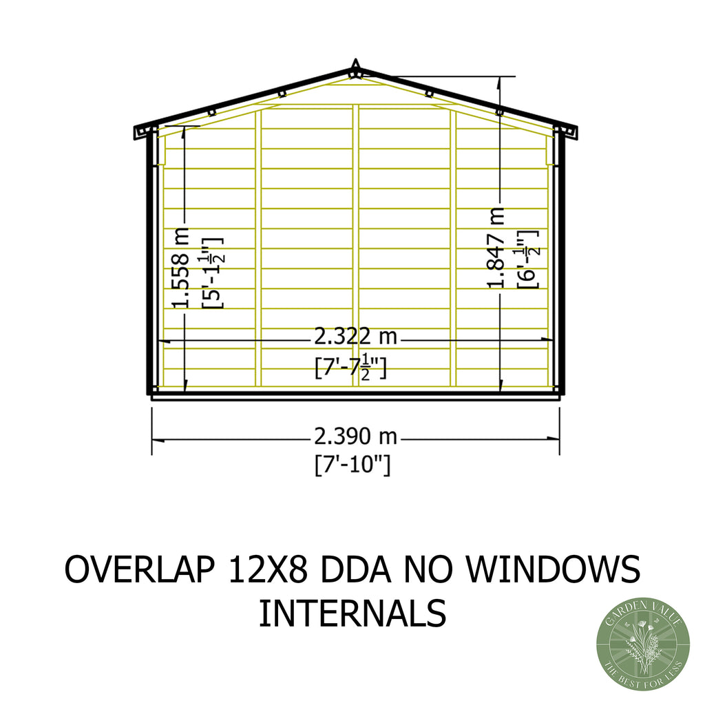 Shire Apex Dip Treated Overlap Garden Shed 12x8