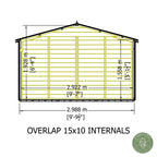 Shire Apex Dip Treated Overlap Garden Shed 15x10 Double Door With Windows Internal Dimensions