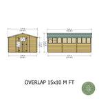 Shire Apex Dip Treated Overlap Garden Shed 15x10 Double Door WithWindows External Dimensions