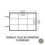 Shire Apex Dip Treated Overlap Garden Shed 15x10 Double Door Without Windows