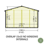 Shire Apex Dip Treated Overlap Garden Shed 15x10 Double Door Without Windows
