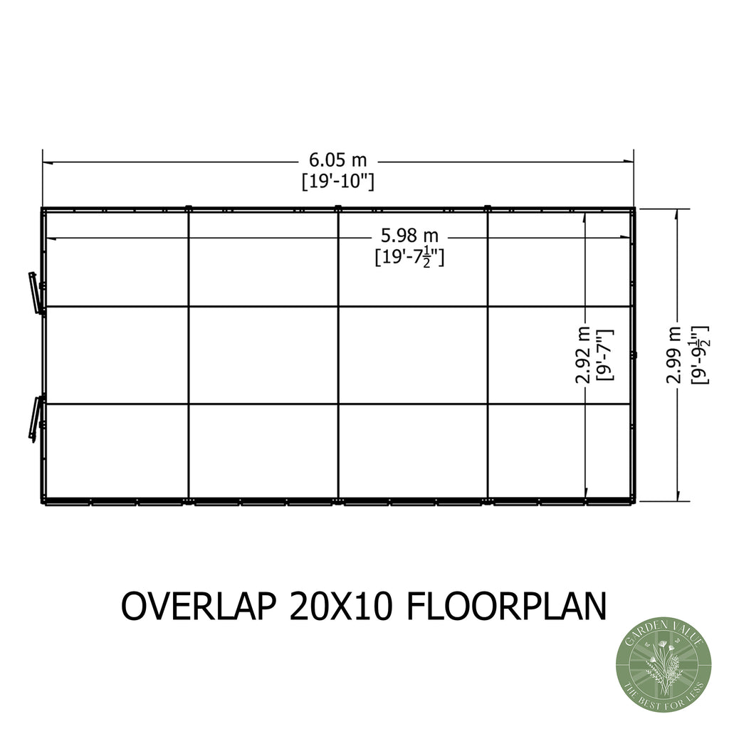 Shire Apex Dip Treated Overlap Garden Shed 20x10