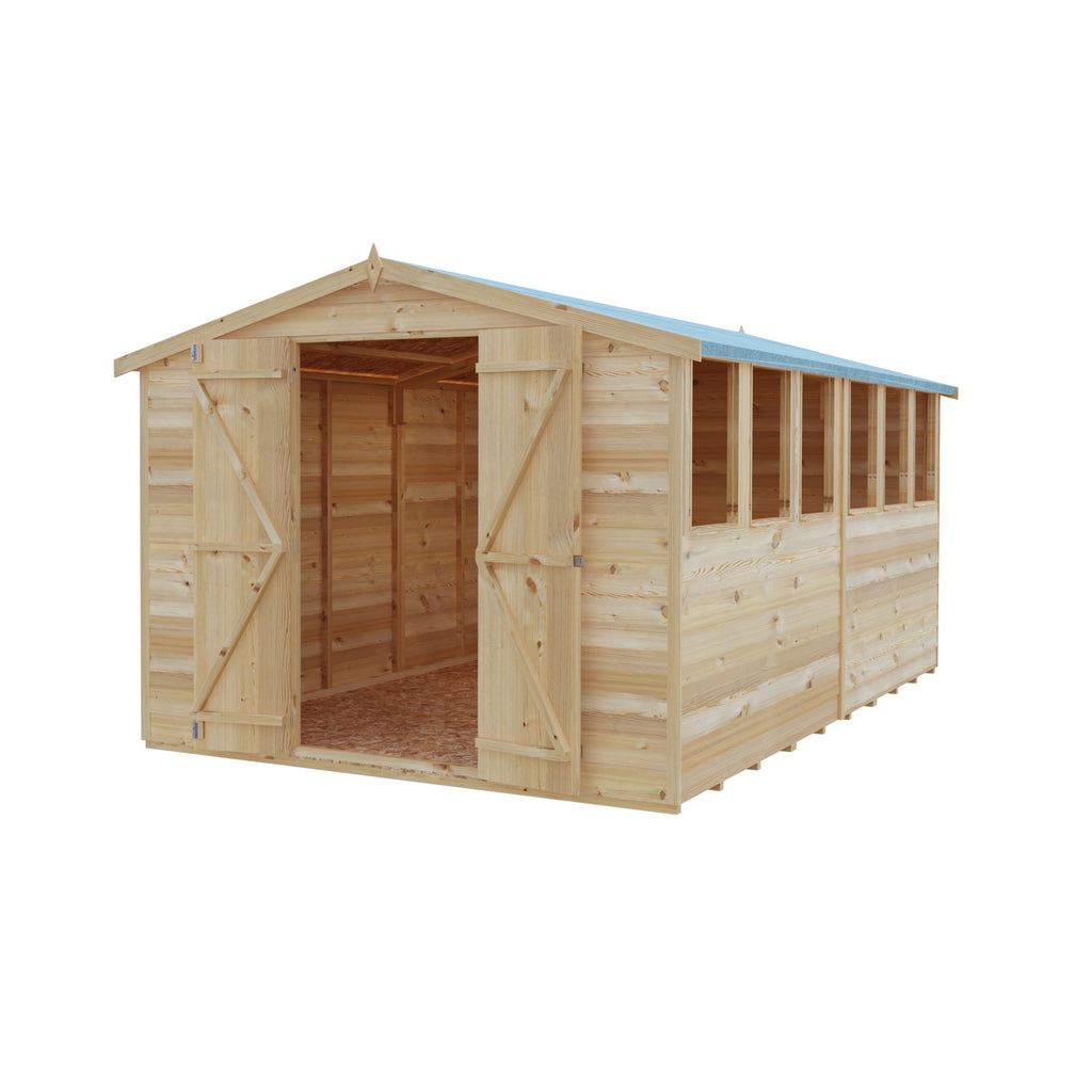 Shire Apex Dip Treated Overlap Garden Shed 12x8