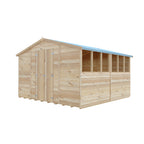 Shire Apex Dip Treated Overlap Garden Shed 10x10 Double Door With Windows