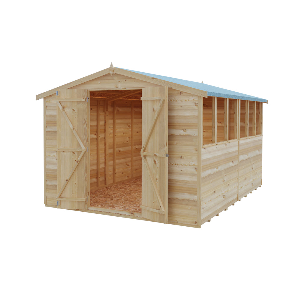 Shire Apex Dip Treated Overlap Garden Shed 10x8