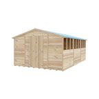 Shire Apex Dip Treated Overlap Garden Shed 15x10 Double Door With Windows External Image