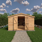 Shire Apex Dip Treated Overlap Garden Shed 15x10 Double Door Without Windows