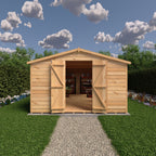 Shire Apex Dip Treated Overlap Garden Shed 15x10 Double Door With Windows External Image