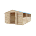 Shire Apex Dip Treated Overlap Garden Shed 15x10 Double Door With Windows External Image