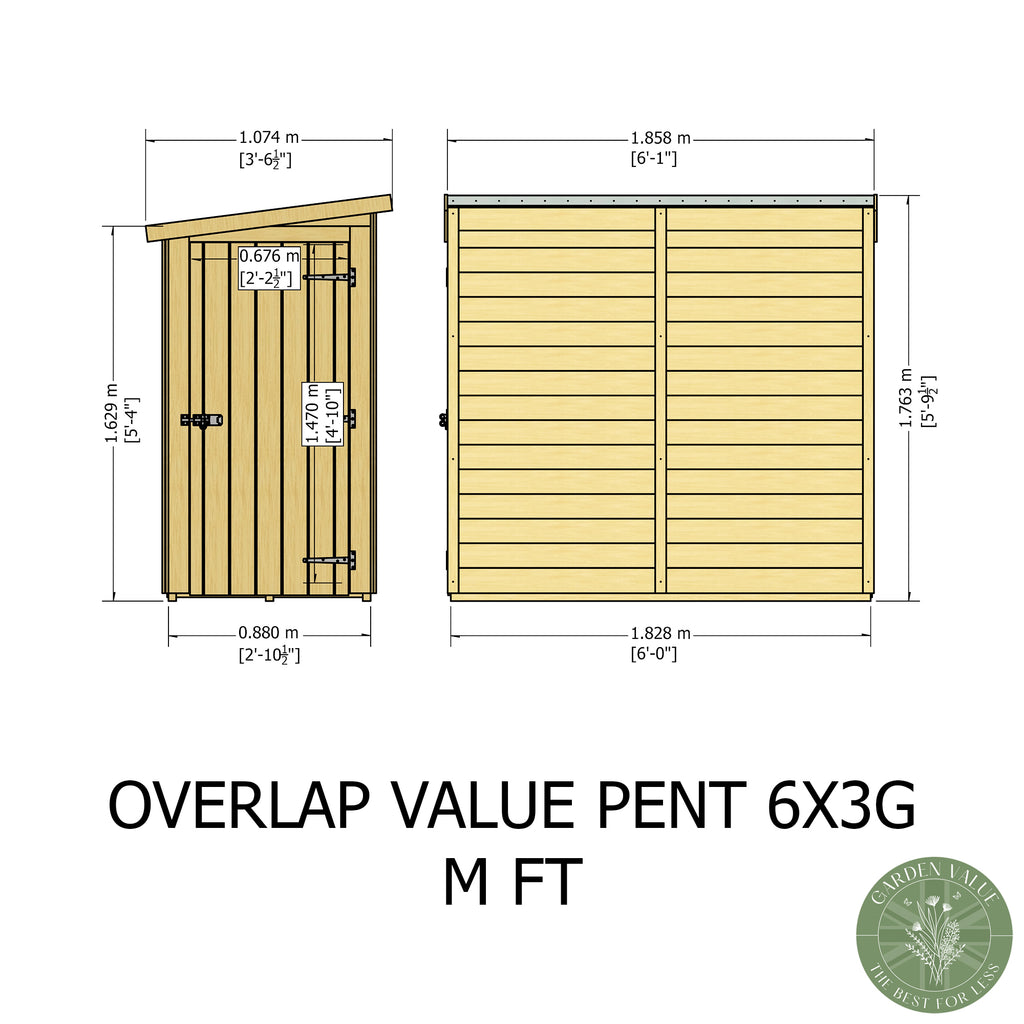 Shire Pent Dip Treated Overlap Value Garden Shed 6x3