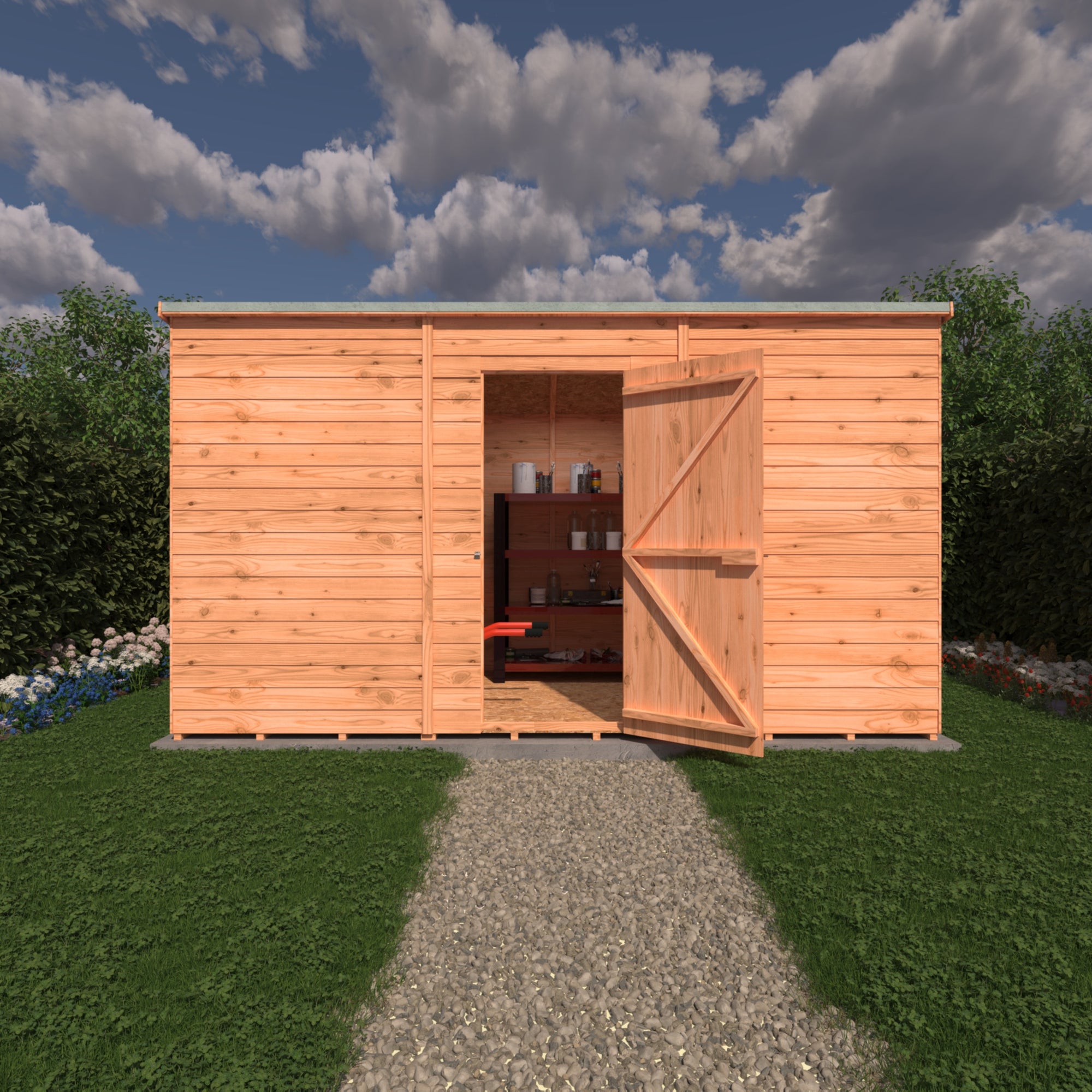 Shire Pent Dip Treated Overlap Value Garden Shed 12x6 Without Windows