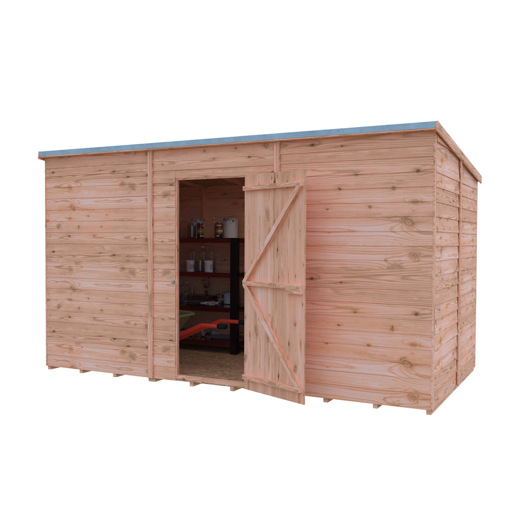 Shire Pent Dip Treated Overlap Value Garden Shed 12x6 Without Windows