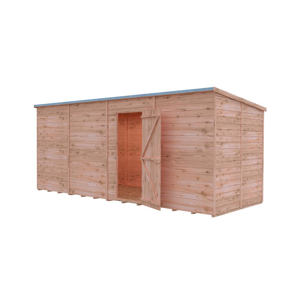 Shire Pent Dip Treated Overlap Value Garden Shed 16x6 Without Windows