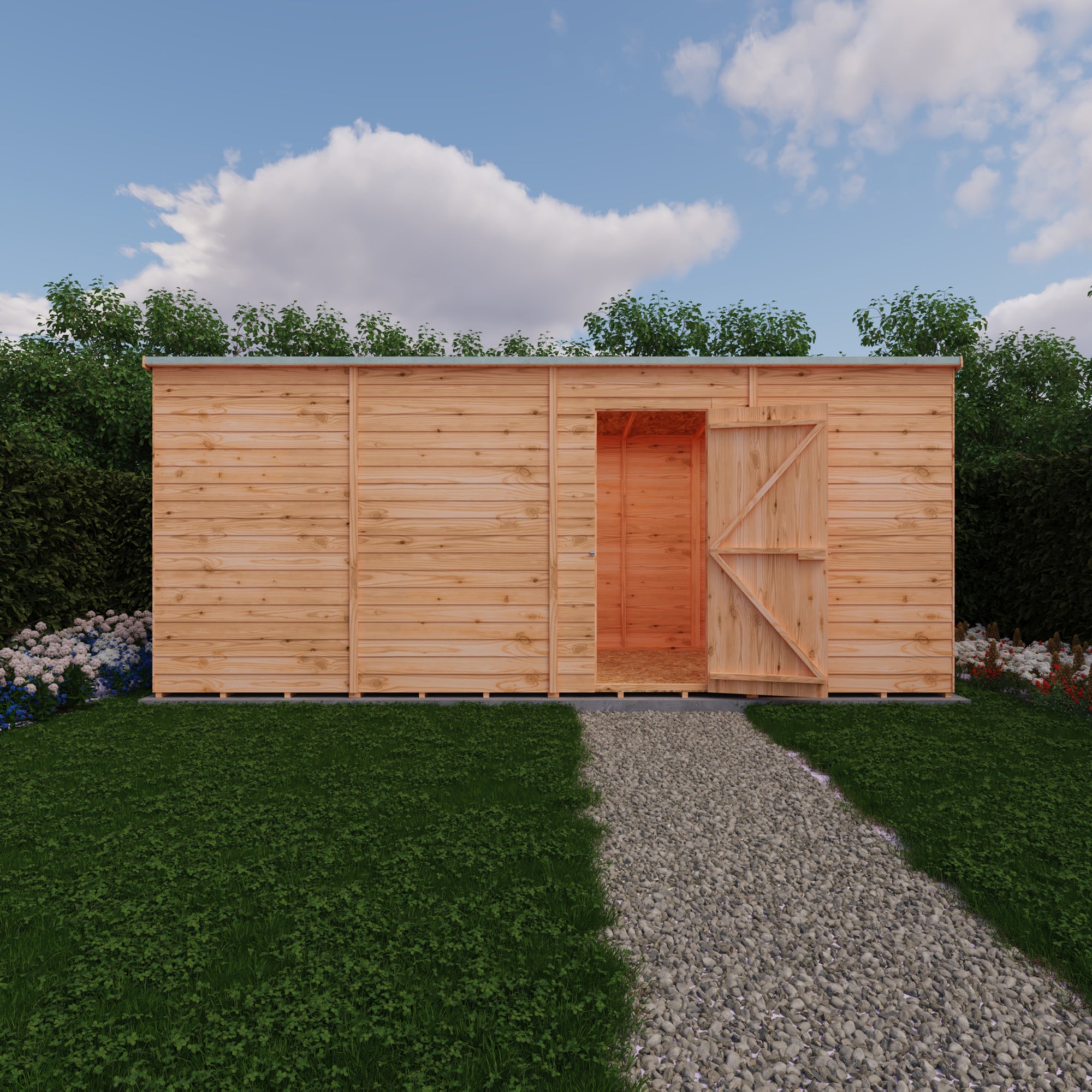 Shire Pent Dip Treated Overlap Value Garden Shed 16x6 Without Windows