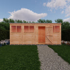 Shire Pent Dip Treated Overlap Value Garden Shed 16x6 With Windows