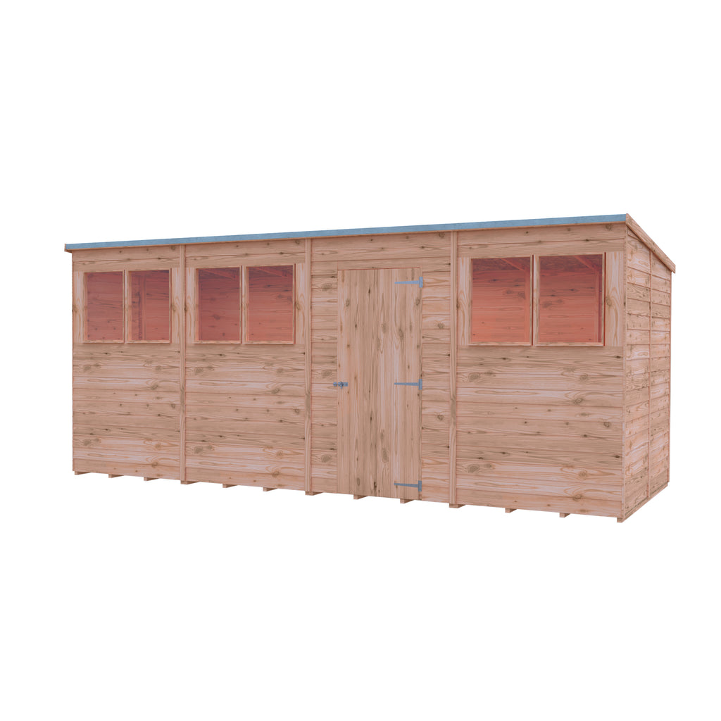 Shire Pent Dip Treated Overlap Value Garden Shed 16x6 With Windows