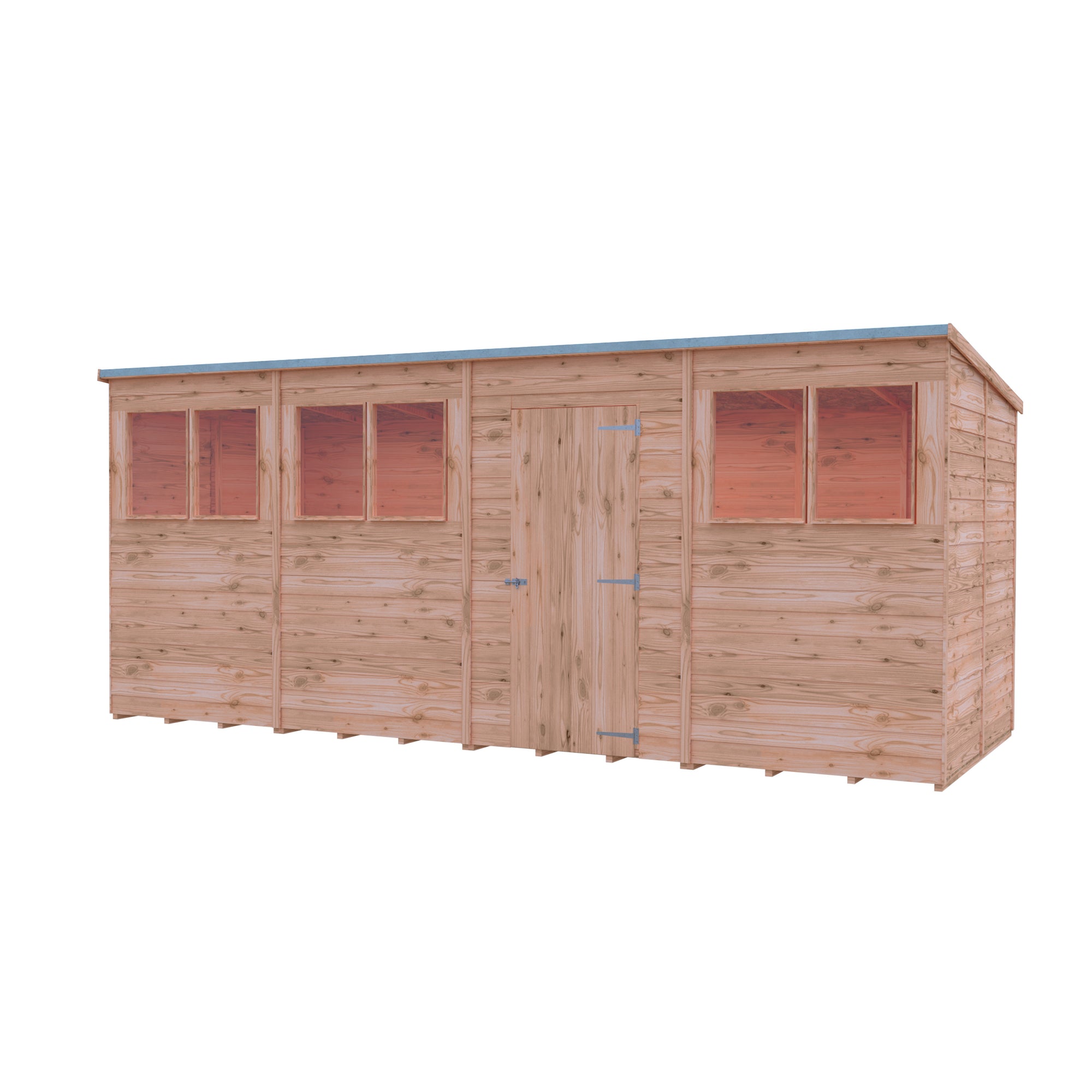 Shire Pent Dip Treated Overlap Value Garden Shed 16x6 With Windows