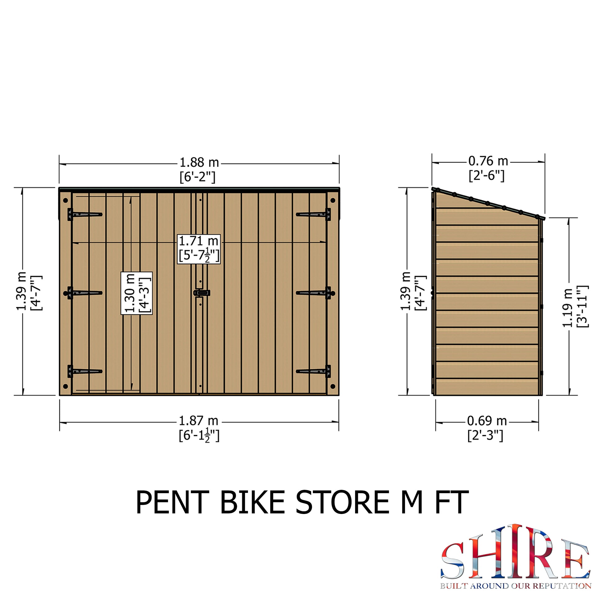 Shire Shiplap Bike Storage Pent Roof without floor 6'x3'