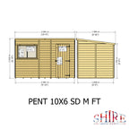 Shire Pent Shiplap Tongue & Groove Garden Shed 10x6