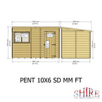 Shire Pent Shiplap Tongue & Groove Garden Shed 10x6