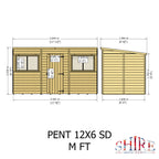 Shire Pent Shiplap Tongue & Groove Garden Shed 12x6