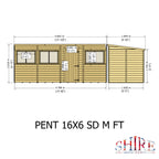 Shire Pent Shiplap Tongue & Groove Garden Shed 16x6