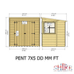 Shire Pent Shiplap Tongue & Groove Garden Shed 7x5