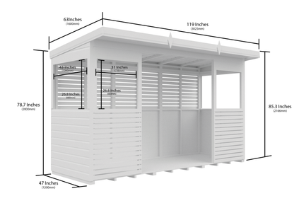 Elmstead Pent BBQ Shelter Dimensional Drawings