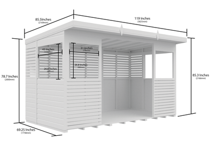 Elmstead Pent BBQ Shelter Dimensional Drawings