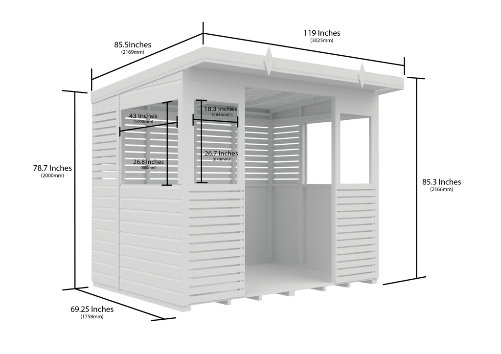 Elmstead Pent BBQ Shelter Dimensional Drawings