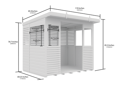 Elmstead Pent BBQ Shelter Dimensional Drawings
