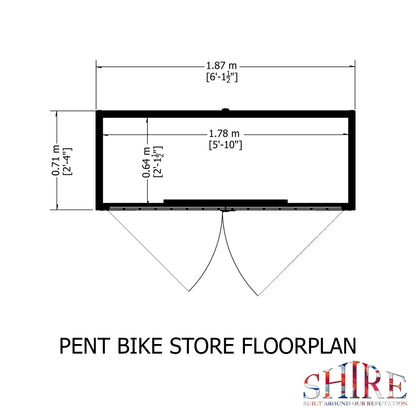 Shire Shiplap Bike Storage Pent Roof without floor 6'x3'