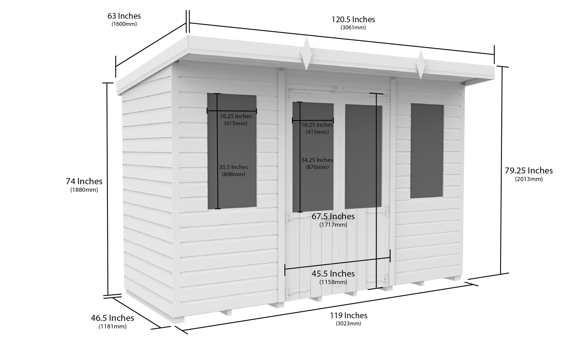 Elmstead Pent Summerhouse Dimensional Drawings