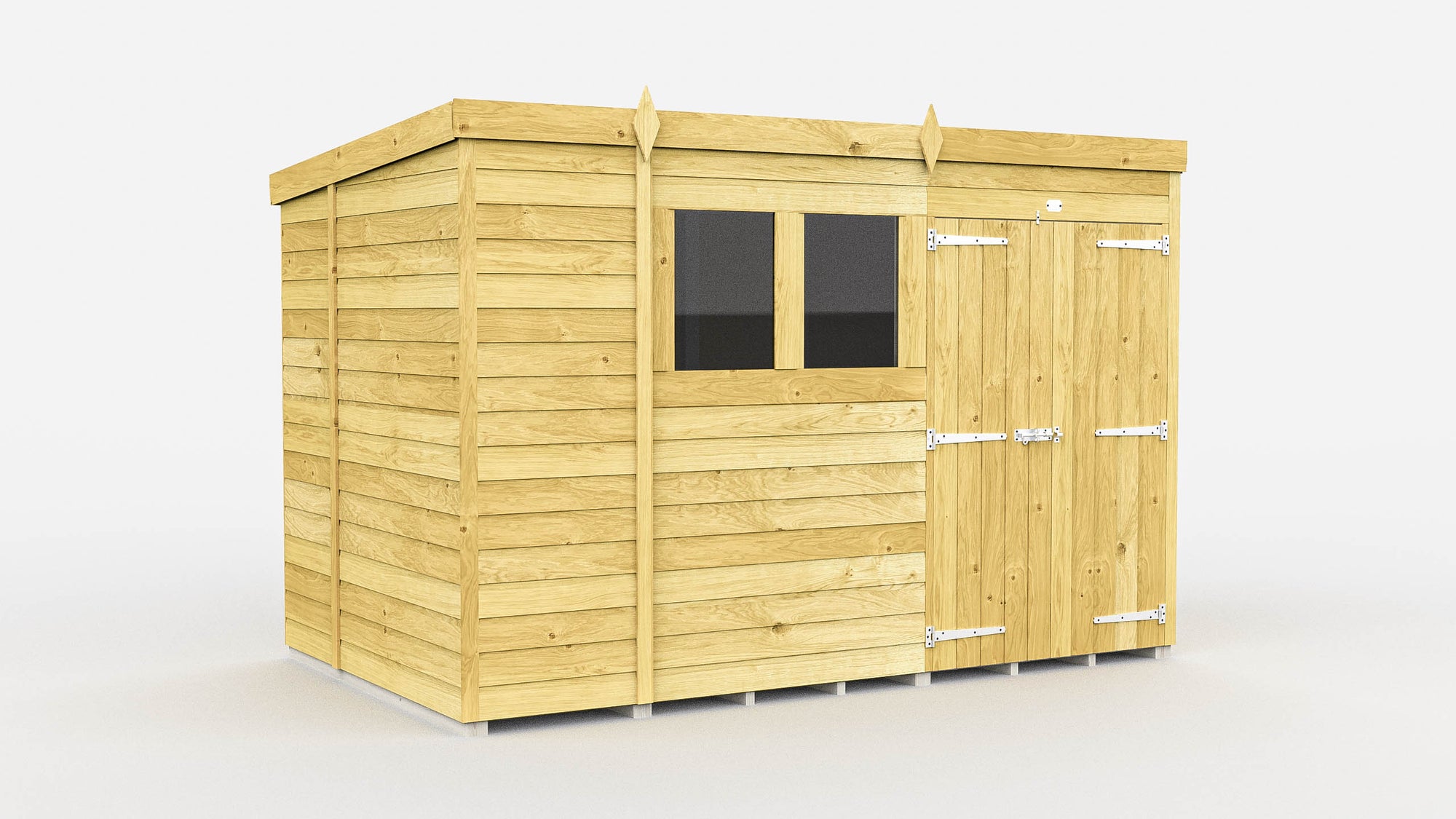 Elmstead Pent Shed Double Door With Windows External View